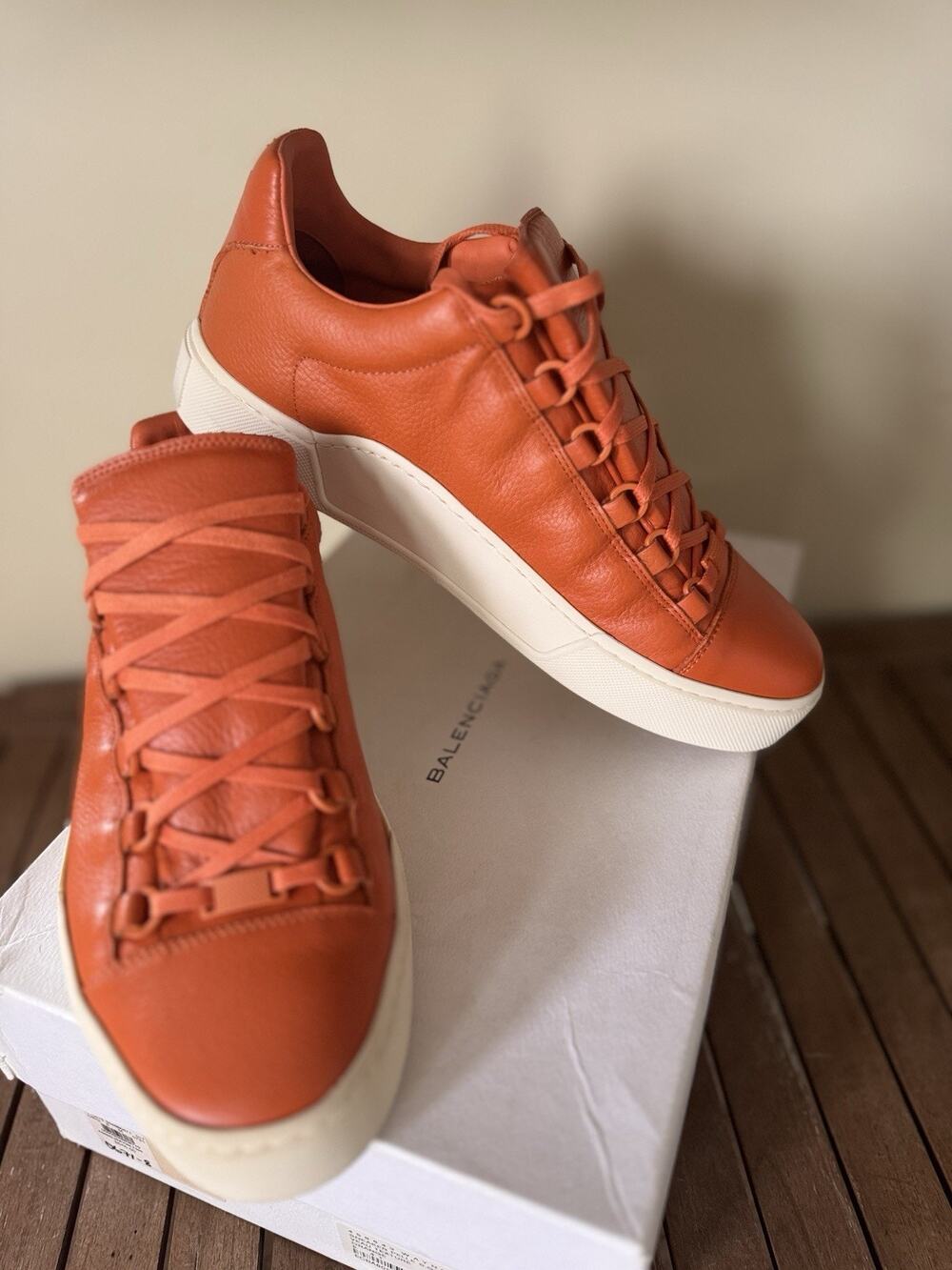 Balenciaga Arena Rouge Rouille Lambskin Leather Mid-Top Sneakers - Men's 7 EU 40
